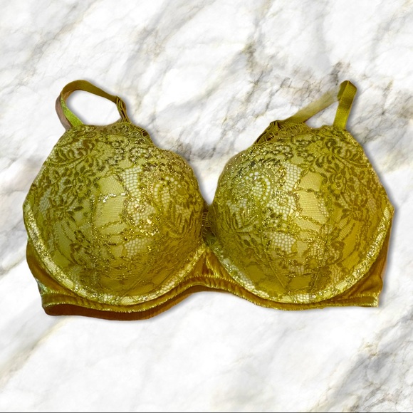 Victoria’s Secret Gold Lace Push-Up Bra 32DD - Picture 1 of 4